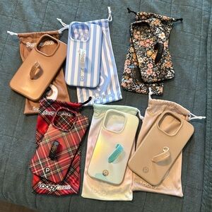 Loopy Case Collection - Red Tartan, Blue Stripe, Tan, Black Floral, Opal, Stone